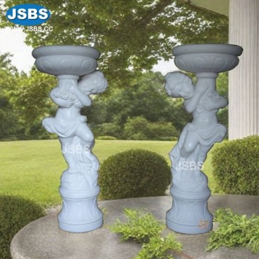 Boy and Girl Marble Planter, JS-P015